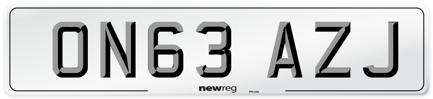 ON63 AZJ Number Plate from New Reg